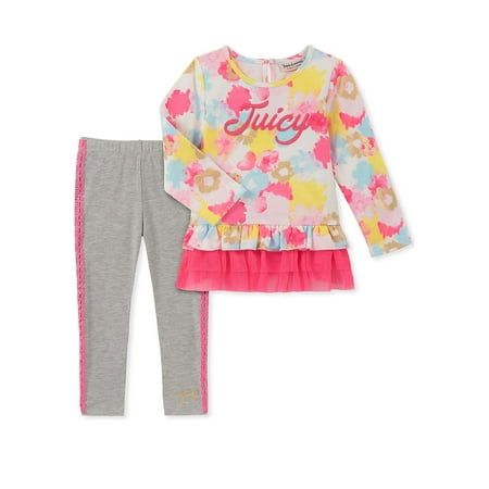- Little Girl's 2-Piece Floral Tunic and Leggings Set