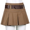thumbnail image 4 of Falda Faldas informales Y2K de cintura alta para mujer, minifalda acampanada, ropa sencilla para estudiante y niña Cgtredaw para Mujer Caqui T XXL, 4 of 9