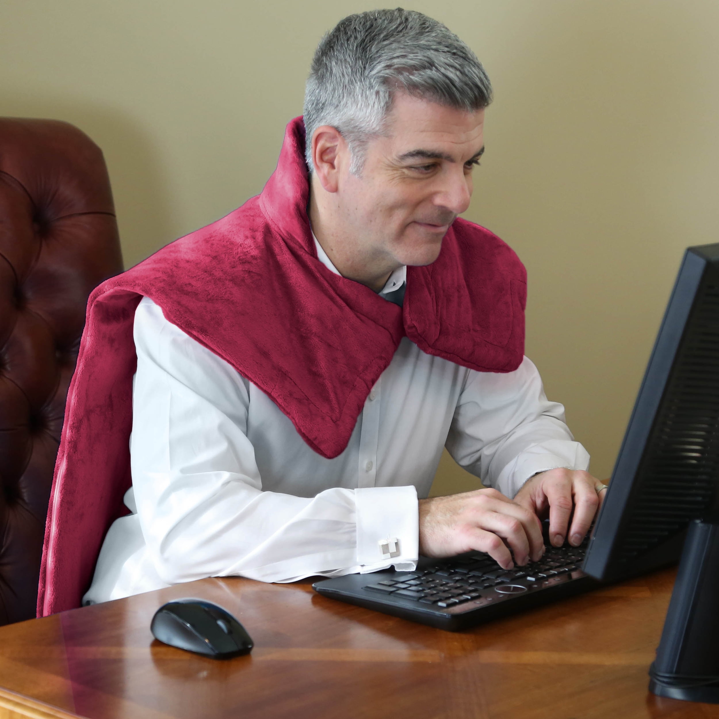 Thermapulse Relief Wrap, Heat and Massage Therapy for Shoulders and Back, Burgundy, As Seen on TV