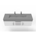 thumbnail image 3 of Nile 60" White Wood Floating Vanity with Gray Top and Chrome Trim, 3 of 8