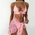thumbnail image 4 of OSFVNOXV Bikini Sets for Teens Swimsuit 3-Piece Juniors Bathing Suit,Halter Cute Push Up Bra,White Thongs and Ruffle Skirt Swimwear Cover Up, 4 of 5