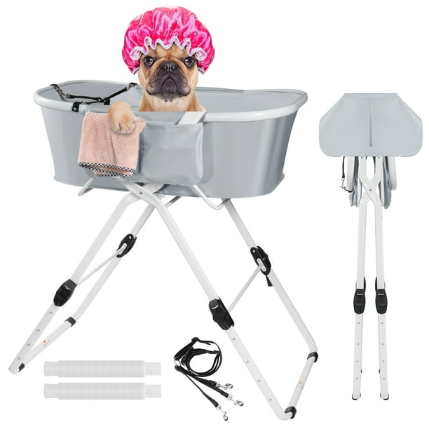 Elevated Dog Bath Tubs, Adjustable Folding Bathing Station for Indoor