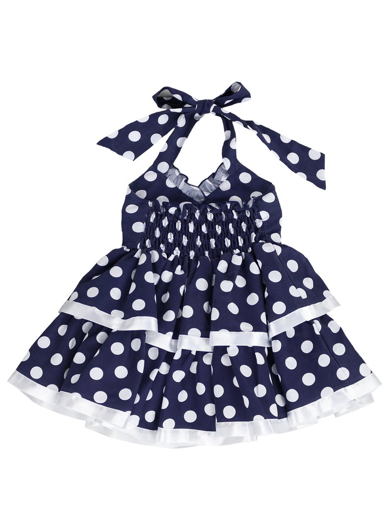 Cotton-Blend Rockabilly Bug Polka Dot Halter Dress for Toddlers and Girls ( Navy, 4T) - Walmart.com
