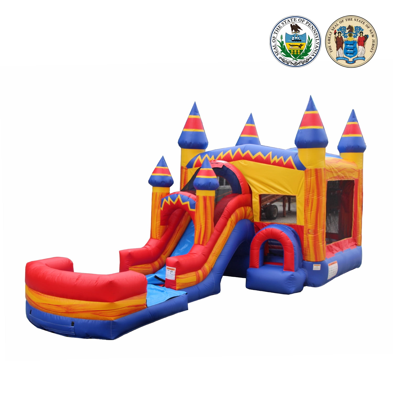 JumpOrange Superhero 31' Commercial Bounce House Water Slide Combo with Pool (Blower Included)