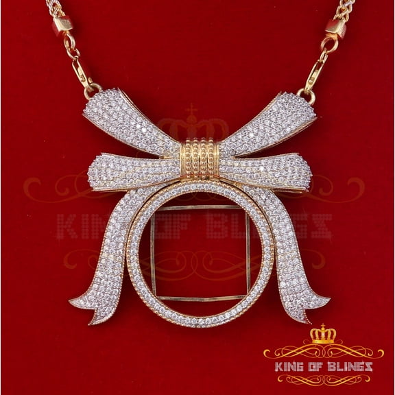 King of Bling's BOW with Circle 925 Sterling Silver Yellow Pendant with 13.86ct Cubic Zirconia