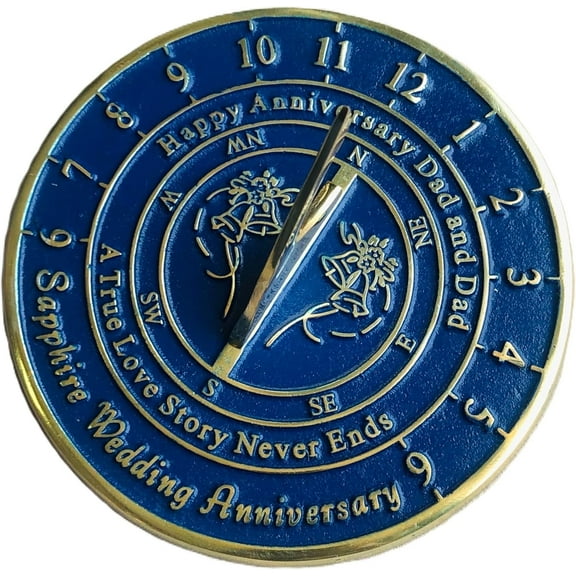 Sapphire Wedding Anniversary Sundial for Parents, Grandparents, Friends, Husband or Wife, Couples, Him & Her Unique Marriage Present