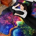 thumbnail image 5 of Homewish Rainbow Tree of Life King Bedding, Dreamy Galaxy King Bed in a Bag, Black Reversible 7pcs, 5 of 7