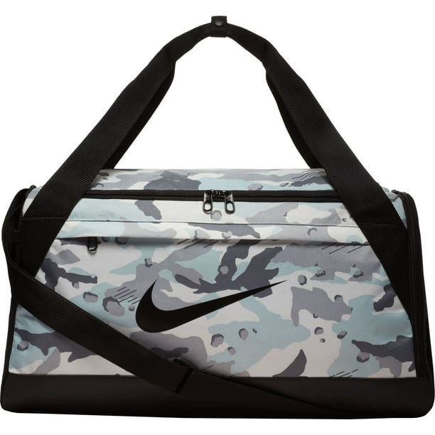 Nike Brasilia Small Camo Training Duffle, White/Black/Black, One Size