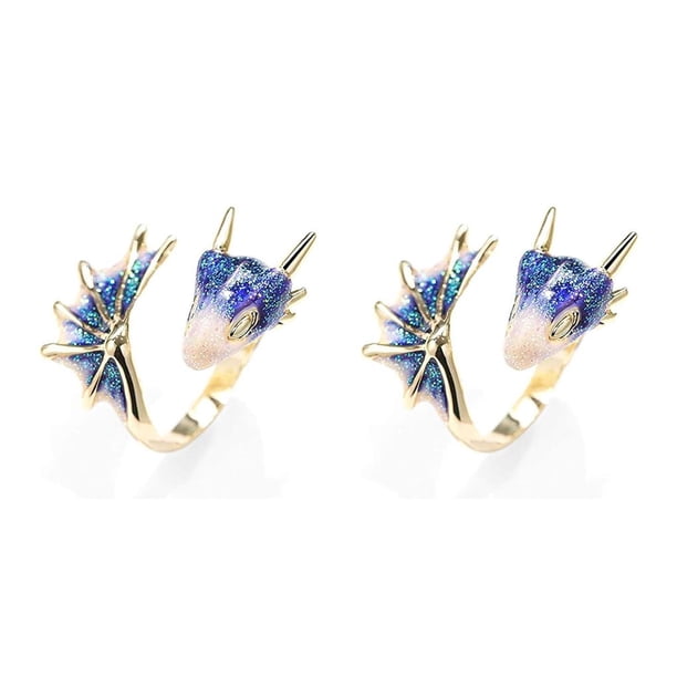 Anillo abierto Minnieouse para mujeres adolescentes ajustable arte joyería 2piezas Azul