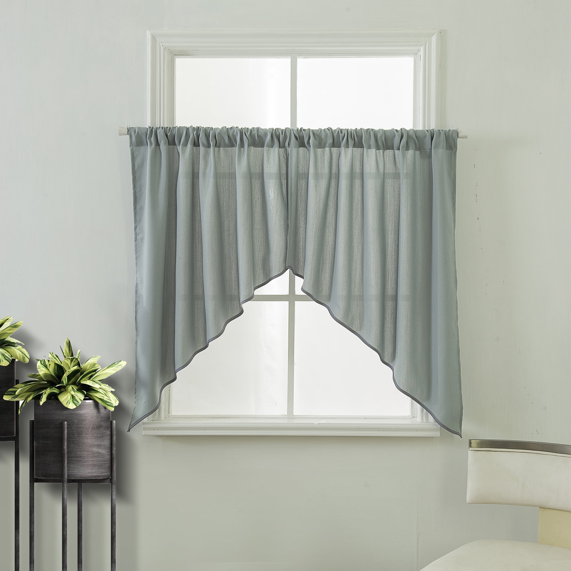 Solid Triangle Window Half Short Curtain Cafe Curtains