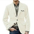 thumbnail image 2 of Mens Casual Corduroy Blazer 2025 Vintage Slim Fit 3 Button Plaid Sport Coat Long Sleeve Suit Jacket White M, 2 of 5