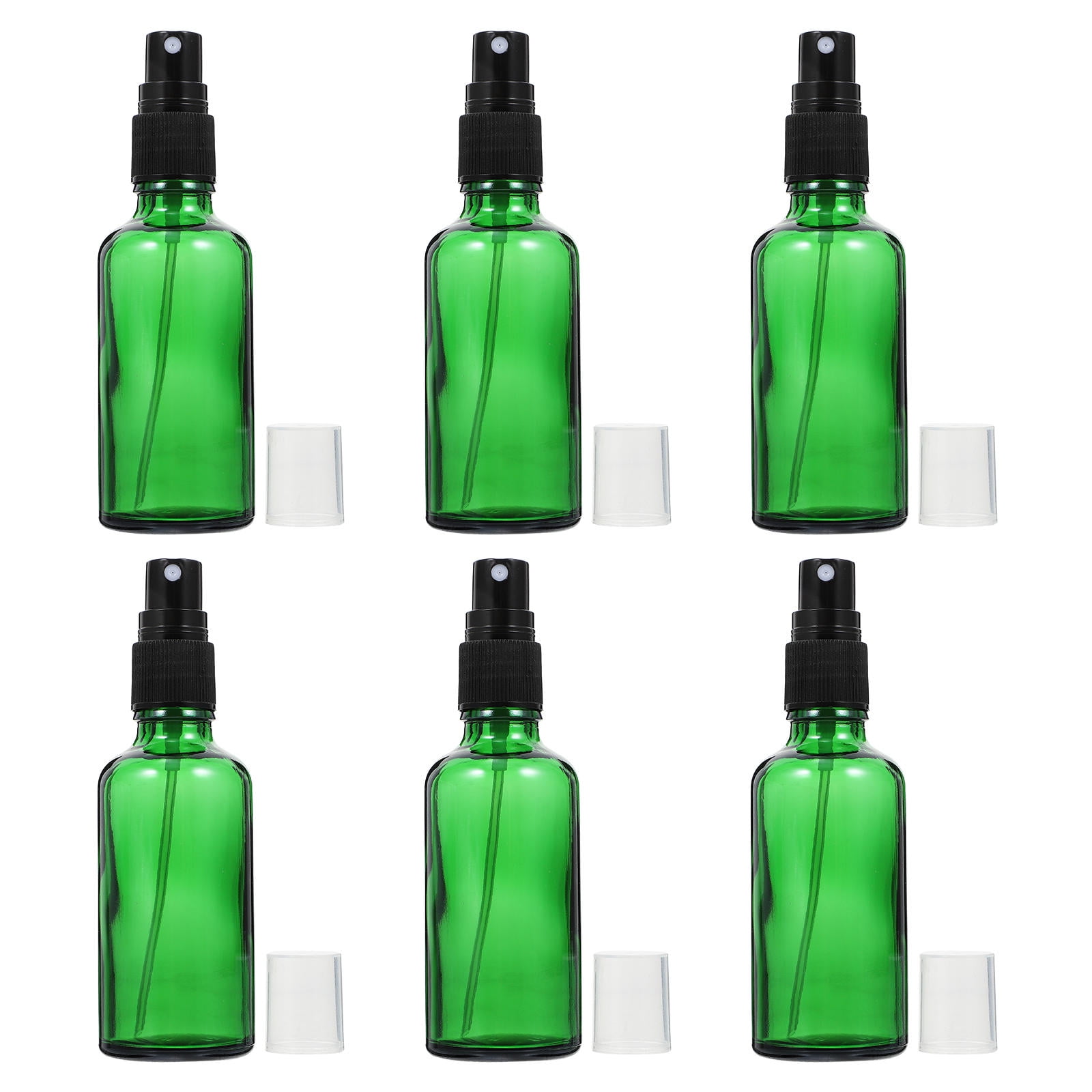 FOLOYORI 6Pcs Green Essential Oil Bottles Leak Proof Refillable Glass Spray Bottles