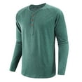 thumbnail image 2 of Fesfesfes Long Sleeve Shirt Men Round Neck Long Raglan Sleeves Daily Slim Fit Buttons Pullover Shirts Tops Blouse Sale Items, 2 of 3