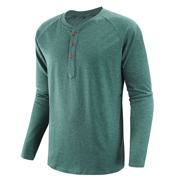 WREESH Chemises à Manches Longues Raglan Col Rond pour Hommes Coupe Slim Quotidienne avec Boutons
