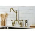 thumbnail image 3 of Kingston Brass KS7757TXBS French Country Two-Handle 3-Hole Deck Mount Bridge Kitchen Faucet with Brass Side Sprayer in Brushed Brass, 3 of 8