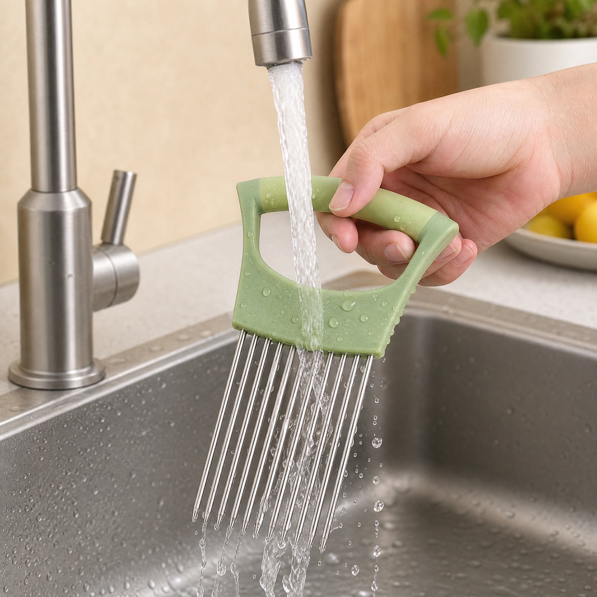 Unique Bargains Vegetable Chopper Food Processor Plastic Frame Tool with Pins Light Green