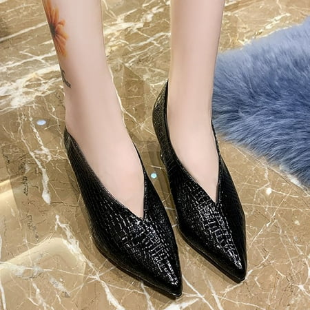 

Cathalem Leisure Solid Shoes Women Toe Single Color Shoes Work Pointed Shoes Heels Slip On Women s Pumps Closed Toe Wedges Black 7.5