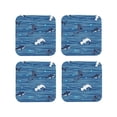 thumbnail image 1 of Fotbe Sharks on White Blue Striped Drawing Drink Coasters Set of 4 Leather Coasters Spill Protection for Table Desk,Durable and Non Slip Leather Coaster ,4 Inches Drink Mats-Square, 1 of 6