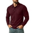 thumbnail image 2 of Mifsaly Mens Long Sleeve Shirts Waffle Knit Lapel Collar Blouses Casual Daily Golf Shirts for Spring Fall Wine,XXL, 2 of 8