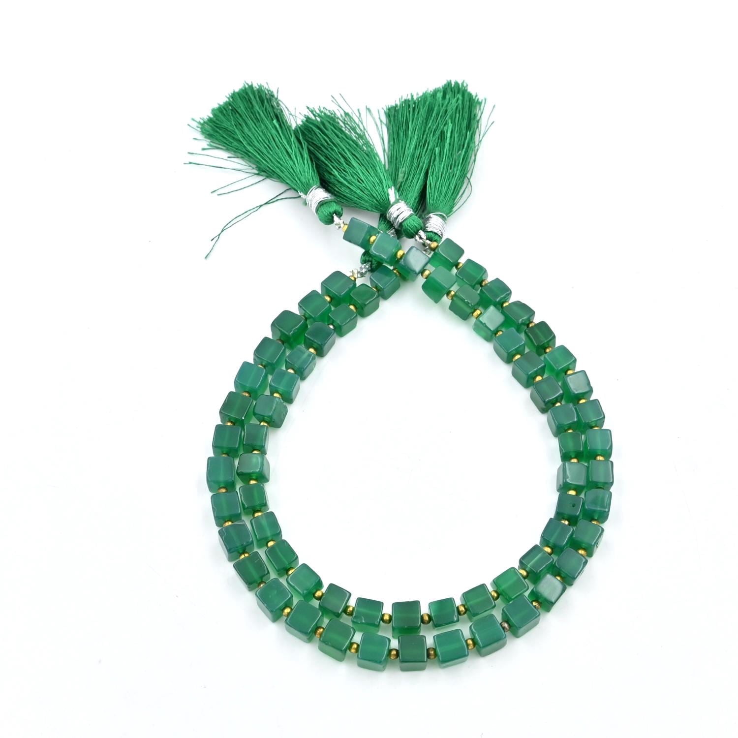 The Gems Grid Natural Green Onyx Cube Beads 5.5-6mm Loose Strand for Jewelry Making Crafts