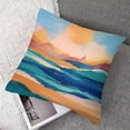 thumbnail image 7 of Acheng Sunrise Square Throw Pillow Covers Bohemian Abstract Mountain Landscape Scene Sun Aesthetic Blue Orange Comfortable Washable Couch Bedroom Playroom Office,Set of 2 White 20x20in, 7 of 7