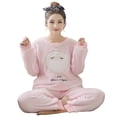 thumbnail image 1 of Conjunto de pijama de franela para mujer y niña, ropa de dormir de manga larga, suave, con estampado bonito, para invierno, 1 of 3