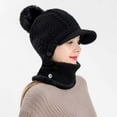 thumbnail image 4 of Diufon Women's Pattern Knitted Hat Winter Warm Brim Beanie Hats with Flap Thickened Button Outdoor Ski Cap, 4 of 6