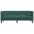 thumbnail image 4 of vidaXL Chesterfield Sofa with Bolsters 3-Seater Dark Green Velvet, 4 of 9