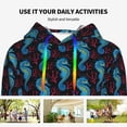 thumbnail image 4 of Kdxio Blue Seahorse Print Womens Oversized Hoodies Sweatshirts Hooded Pullover Tops Sweaters Casual-XX-Large, 4 of 7