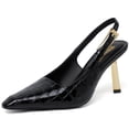 thumbnail image 2 of Tacones RIBONGZ Black Slingback para mujer, tacón de aguja de 9 cm de altura, 2 of 9