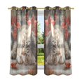 thumbnail image 2 of BZSMCE Window Curtain Panels Fashion Cat with Poinsettias Printed 63x42in/63x52in, 2 of 7