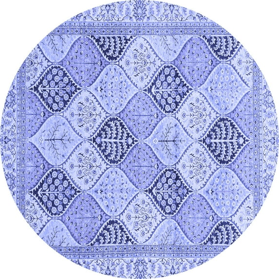 Ahgly Company Indoor Round Abstract Blue Modern Area Rugs, 6' Round