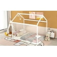 thumbnail image 4 of Euroco Pine Wood Queen Size House Shaped Canopy Bed for Adults Living Room, White, 4 of 10