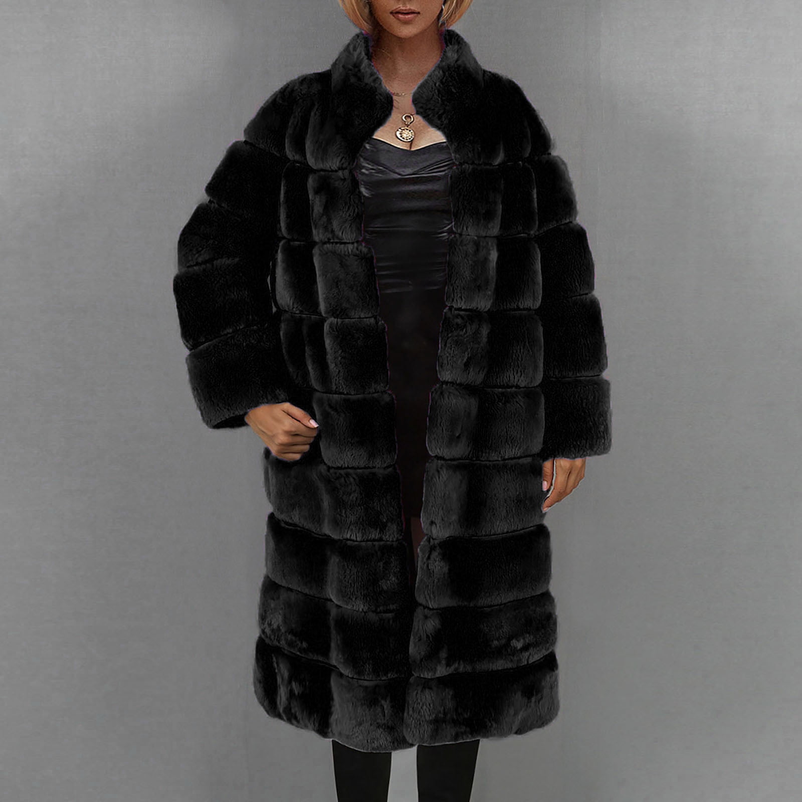 Women's Open Front Shrug Fuzzy Long Cardigan Coat Furry Faux Fur