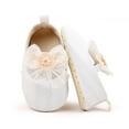 thumbnail image 2 of XIMIN Baby Girls Mary Jane Flats with Bowknot Floral Princess Wedding Dress Shoes Non-Slip Lightweight Soft Newborn Infant First Walkers (6-12 Months, White), 2 of 7