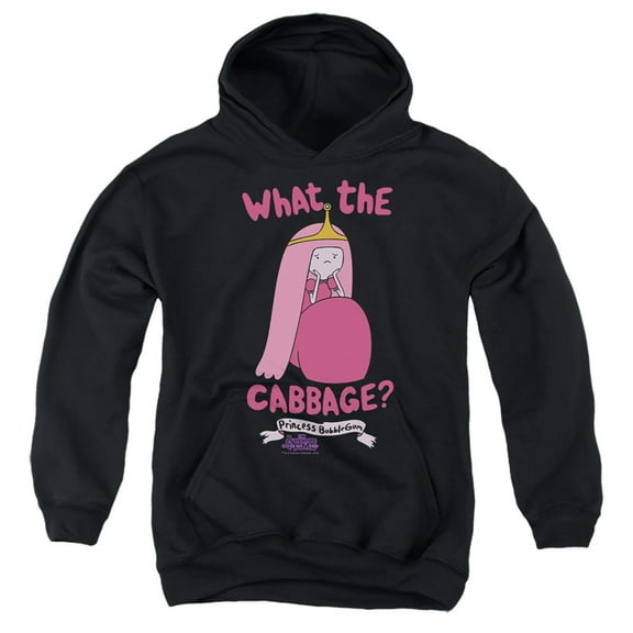 Adventure Time What The Cabbage Kids Pull-Over Hoodie (X-Large) for Youth Boys and Girls, Black