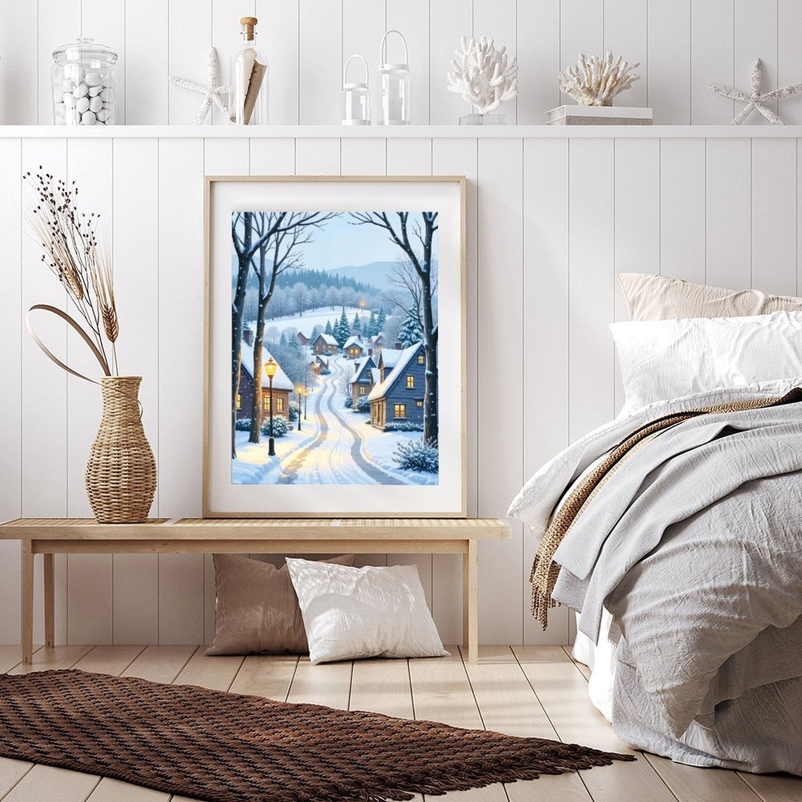 Diamond Art Kits for Adults - 5d Winter Village Snowy Night Scene Diamond Painting for Adults, Diamond Art for Adults Beginners, Diamond Painting Kits for Adults for Home Wall Decor
