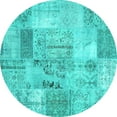 thumbnail image 1 of Ahgly Company Indoor Round Patchwork Turquoise Blue Transitional Area Rugs, 6' Round, 1 of 4