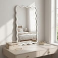 thumbnail image 4 of Noble House 20"x30" Wavy Rectangle Wall Mirror, Solid Wood Decorative Vanity Mirror, White, 4 of 10