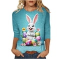thumbnail image 1 of T-Shirt pour Femmes, Blouse Décontractée Imprimée à Col Rond et Manches 3/4, Haut Tendance pour le Printemps, 1 of 5