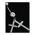 thumbnail image 6 of NUZYZ Rhinestone Double Cross Dangle Navel Belly Button Barbell Ring Body Piercing Jewelry, 6 of 6