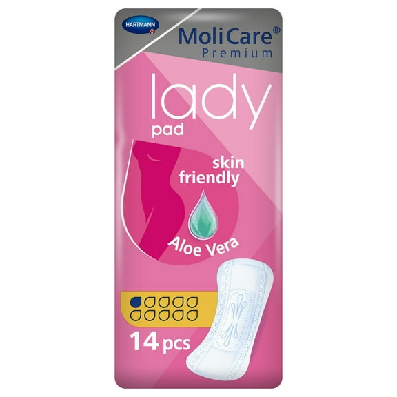 MoliCare Premium Lady Pads Female Incontinent Pad 3 X 8-1/2 Inch 168132, Lady 1 Drop, 168 Ct