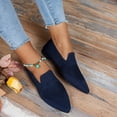 thumbnail image 6 of Miluxas Women's Woven Pointy Fashion Cutouts Breathable Knit Flat Shoes Navy 9.5(43), 6 of 9