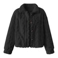 thumbnail image 6 of uublik Fleece Jacket Women Black Open Front Long Cardigan Coat Warm Winter Outwear Jackets, 6 of 6
