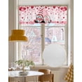 thumbnail image 4 of Valentine's Day Linen Curtain Valance for Bedroom/Bathroom/Kitchen/Office/Living/Dining Room Windows,Pink Romantic Gnomes Love Rose Floral Rod Pocket Topper Drapes Decorative Cafe Drapery Panel 42x18, 4 of 6