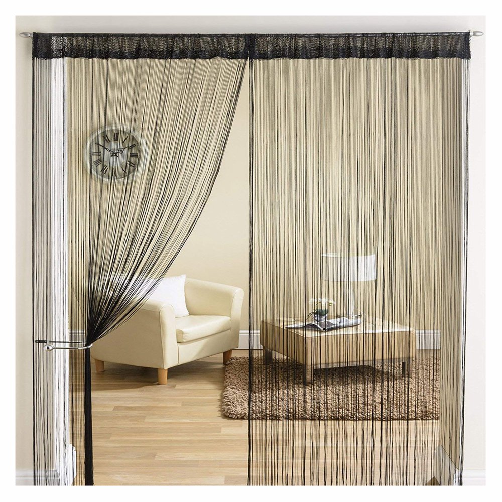 NK HOME 1x2 M Door String Curtain Rare Flat White Thread Fringe Window Panel Room Divider Cute