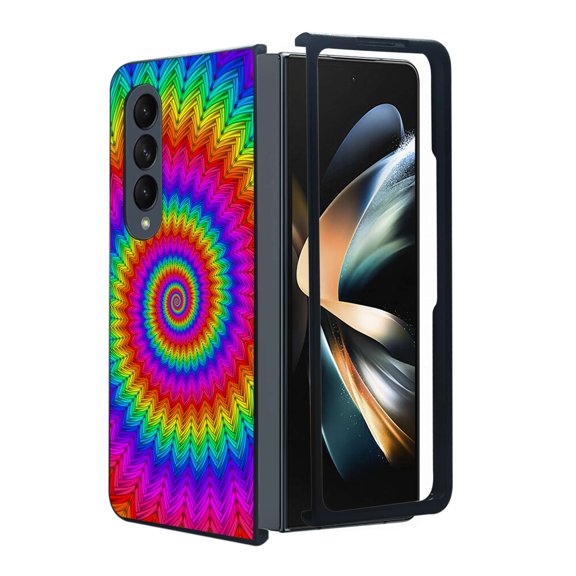 ANJ  Protective Snap-On Design Printed Case Compatible with Samsung Galaxy Z Fold 4 - Rainbow Swirls