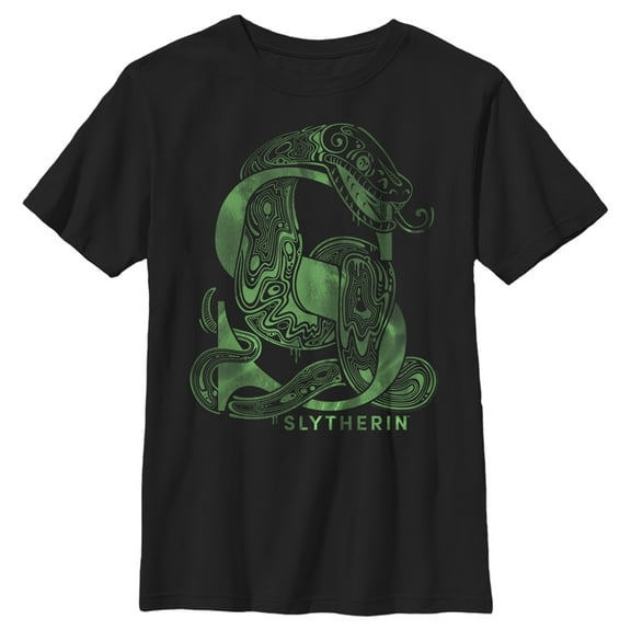 Boy's Harry Potter Slytherin S Logo  Graphic Tee Black X Large
