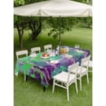 thumbnail image 5 of 60x84 Inch Outdoor Tablecloth with Umbrella Hole Zipper Rectangle Modern Oil Painting Rectangular Tablecloths Outside Waterproof Summer Botanical Purple Green Patio Table Cloth Cover for Picnic Party, 5 of 8