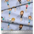 thumbnail image 2 of Soimoi Rayon Crepe Fabric Business Girl Print Sewing Fabric Yard 46 Inch Wide, 2 of 3